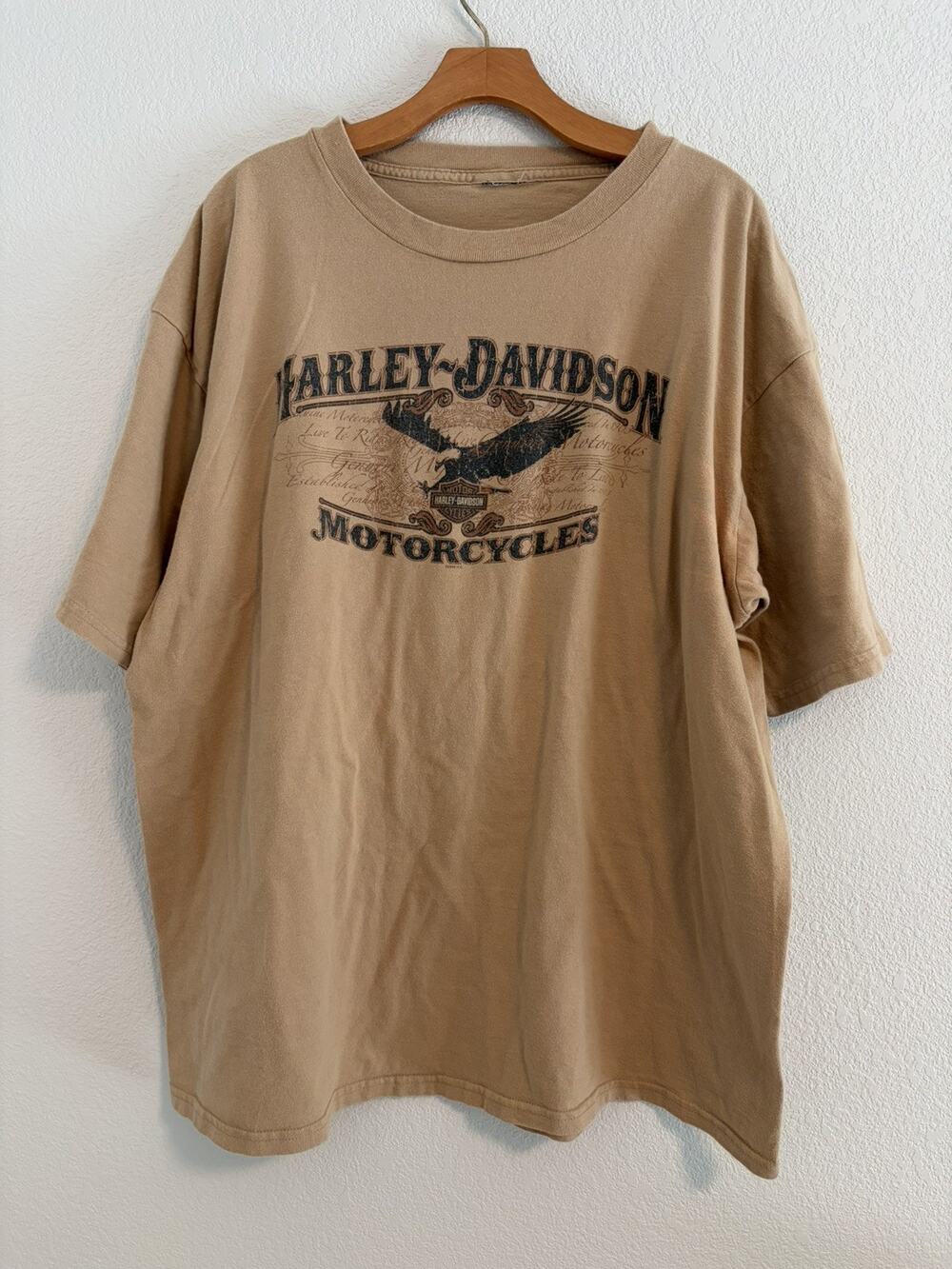 Vintage Y2K 2008 Twin Cities MN Eagle River Motorcycle Brown Tan T-Shirt 3X L